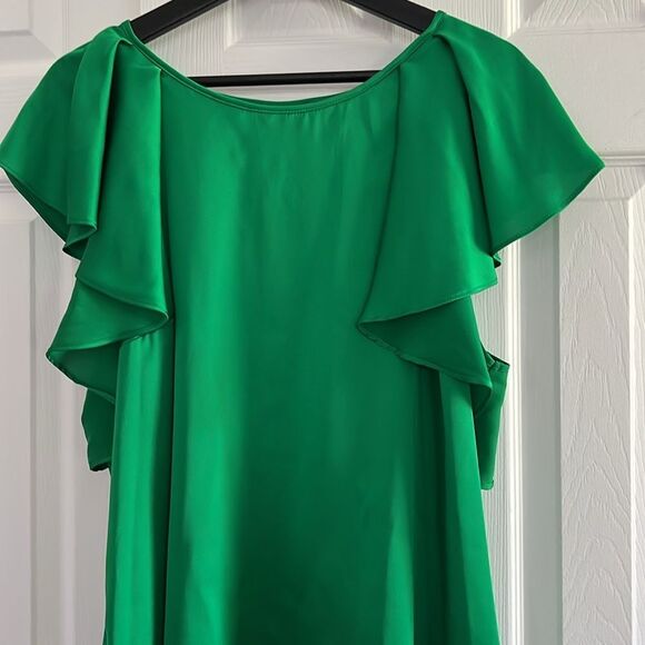 Worthington Green Ruffle Sleeve Silky Top - Picture 5 of 10